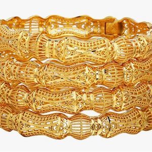 18K Gold Plated Dubai Gold Bangles Women Gold Color Bangles&Bracelet​​​